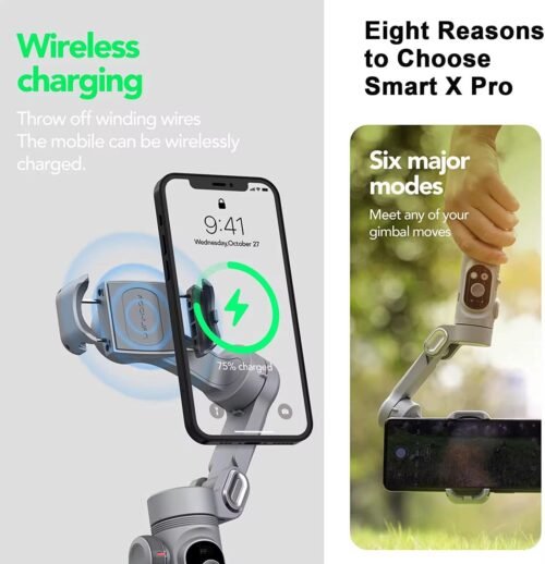 Stabilisateur de cardan portatif intelligent X Pro à 3 axes, charge sans fil, affichage OLED