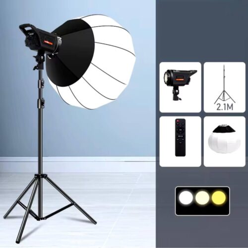 lampe et ball soft Box de photographie boîte souple à intensité variable 3 couleurs avec trépied 2.10m et télécommande