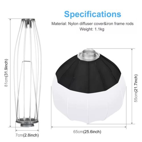 lampe et ball soft Box de photographie boîte souple à intensité variable 3 couleurs avec trépied 2.10m et télécommande