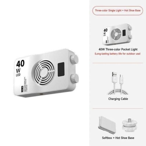 Projecteur LED RGB 40W Lumière Studio Portable avec Batterie Rechargeable