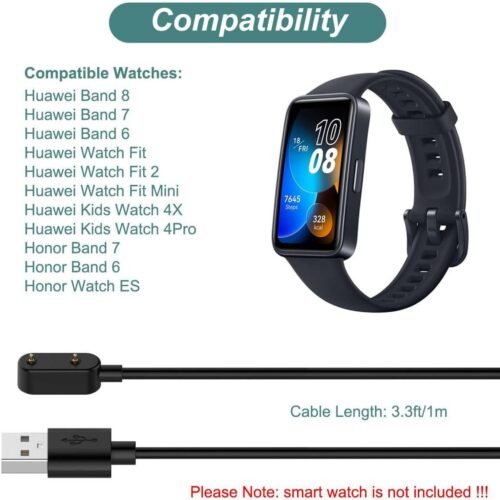 chargeur huawei smartwatch compatible avec Huawei band 10/9/8/7/6, Watch Fit, Fit 2 et Fit, Kids Watch 4X et Kids Watch 4Pro, Honor Band 7/6 Honor Watch ES