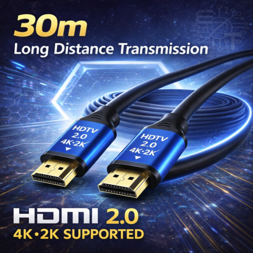 Câble HDMI 4K 30m – HDMI 2.0 Haute Vitesse – 4K×2K Ultra HD – Transmission Stable Longue Distance