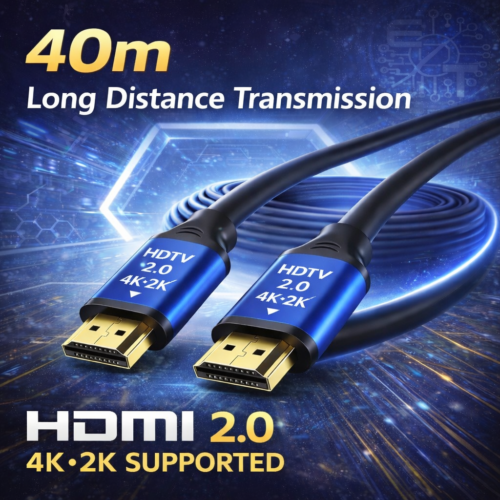Câble HDMI 4K 40m – HDMI 2.0 Haute Vitesse – 4K×2K Ultra HD – Transmission Stable Longue Distance