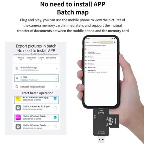 Lecteur de cartes USB Type-C, 6 en 1, USB 2.0, TF, Micro SD, carte mémoire intelligente, lecteur flash OTG