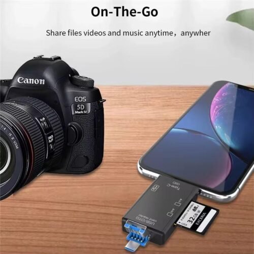 Lecteur de cartes USB Type-C, 6 en 1, USB 2.0, TF, Micro SD, carte mémoire intelligente, lecteur flash OTG