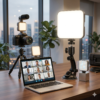 Lampe LED de Conférence Professionnelle – Éclairage Réglable Blanc & Chaud – Fixation Ventouse Haute Stabilité pour PC et Appareil Photo