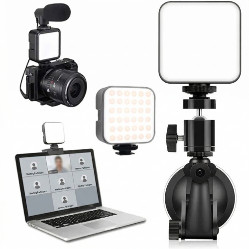 Lampe LED de Conférence Professionnelle – Éclairage Réglable Blanc & Chaud – Fixation Ventouse Haute Stabilité pour PC et Appareil Photo