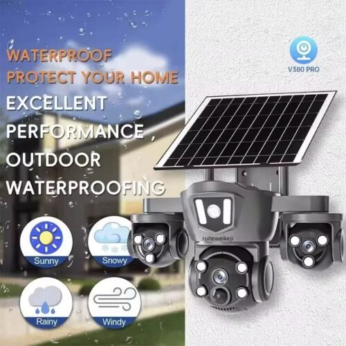 Caméra solaire 4G à trois objectifs 15MP, étanche, pour l'extérieur, détection humanoïde PIR, moniteur vidéo de sécurité
