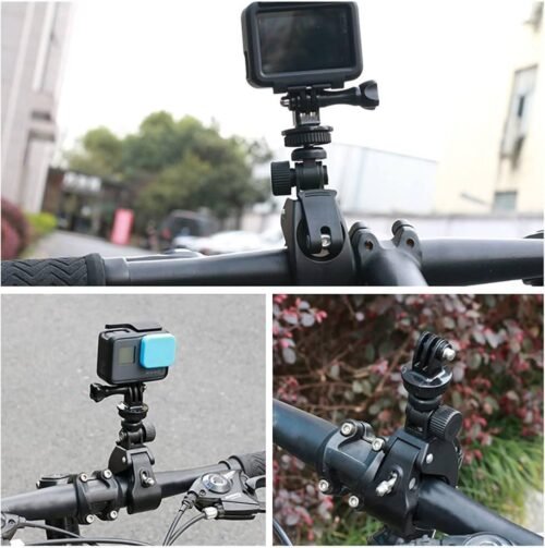Support de Guidon Rotatif Universel pour Caméra Action GoPro, Insta360 – Fixation Robuste pour Trottinette Électrique, Moto, Vélo et Scooter