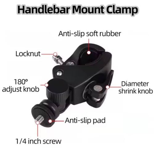Support de Guidon Rotatif Universel pour Caméra Action GoPro, Insta360 – Fixation Robuste pour Trottinette Électrique, Moto, Vélo et Scooter