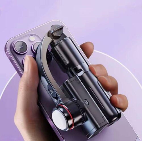 L18s mini, stabilisateur avec lumière intégrée, trépied, rotation AI et design aluminium pour des vidéos stables partout.