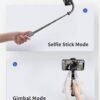 L18s mini, stabilisateur avec lumière intégrée, trépied, rotation AI et design aluminium pour des vidéos stables partout.