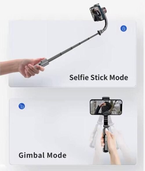 L18s mini, stabilisateur avec lumière intégrée, trépied, rotation AI et design aluminium pour des vidéos stables partout.