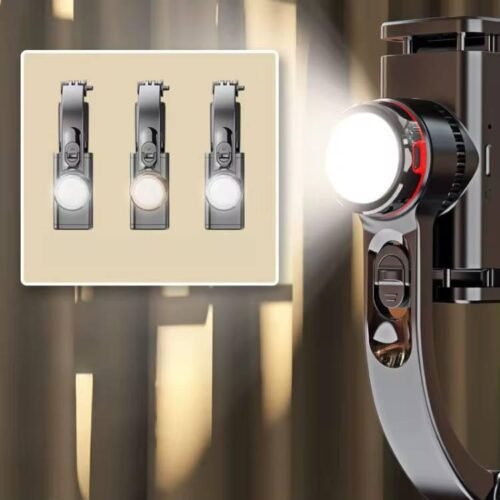 L18s mini, stabilisateur avec lumière intégrée, trépied, rotation AI et design aluminium pour des vidéos stables partout.