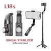 L18s mini, stabilisateur avec lumière intégrée, trépied, rotation AI et design aluminium pour des vidéos stables partout.