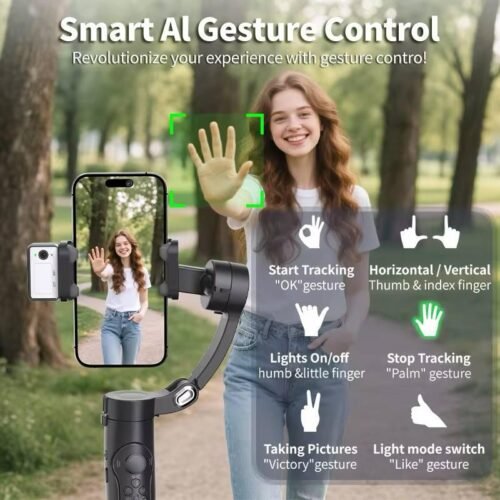 Gimbal M3 Pro 3axis smartphone stabilizer avec Ai Tracking ,gesture control