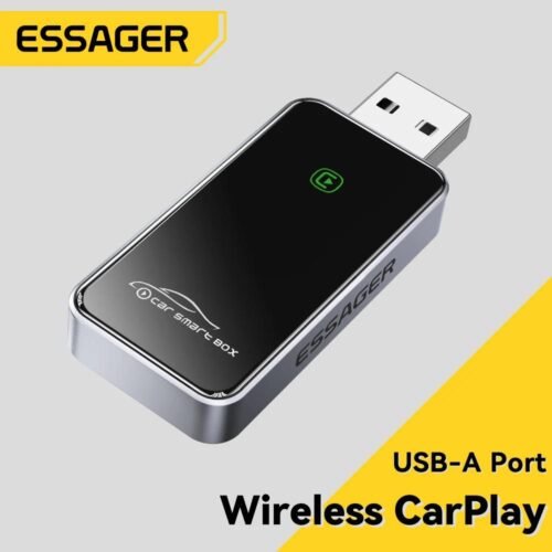 Adaptateur CarPlay Sans Fil pour iPhone – Version Améliorée 2024 – Connexion Multi-Utilisateurs Transparente – Convertisseur CarPlay Filaire vers Sans Fil – Sans Latence – Compatible iOS 10+ – USB-C