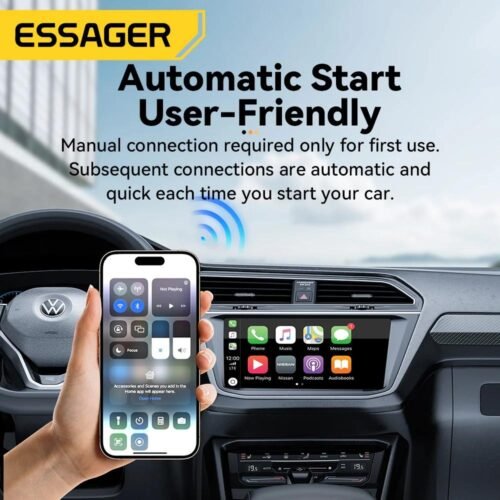 Adaptateur CarPlay Sans Fil pour iPhone – Version Améliorée 2024 – Connexion Multi-Utilisateurs Transparente – Convertisseur CarPlay Filaire vers Sans Fil – Sans Latence – Compatible iOS 10+ – USB-C