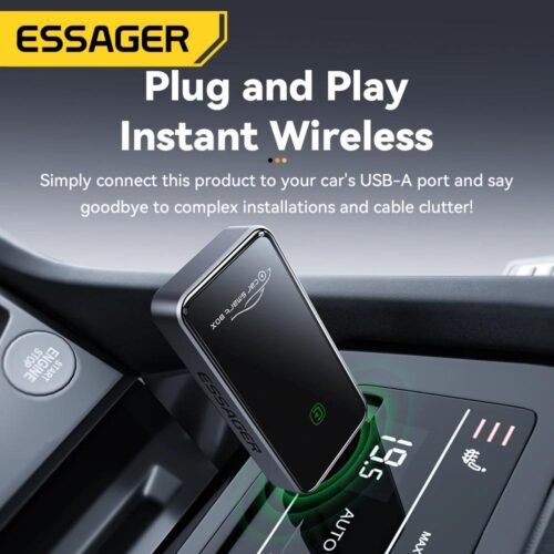 Adaptateur CarPlay Sans Fil pour iPhone – Version Améliorée 2024 – Connexion Multi-Utilisateurs Transparente – Convertisseur CarPlay Filaire vers Sans Fil – Sans Latence – Compatible iOS 10+ – USB-C