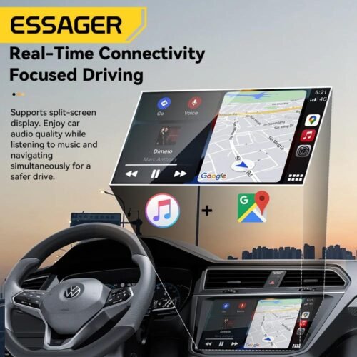 Adaptateur CarPlay Sans Fil pour iPhone – Version Améliorée 2024 – Connexion Multi-Utilisateurs Transparente – Convertisseur CarPlay Filaire vers Sans Fil – Sans Latence – Compatible iOS 10+ – USB-C