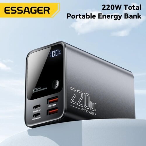 Power Bank 27000mAh 220W Charge Rapide PD 100W & QC3.0 pour Smartphone, Tablette et Ordinateur Portable