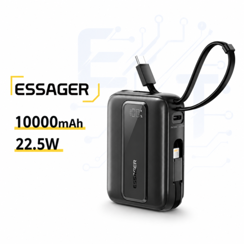 Power Bank 10000mAh 22.5W à Charge Rapide avec Câbles Intégrés