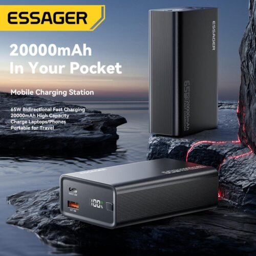 Power Bank 20000mAh 65W Charge Rapide PD pour Smartphones et Ordinateurs Portables