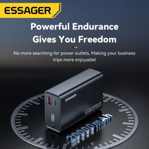 Power Bank 20000mAh 65W Charge Rapide PD pour Smartphones et Ordinateurs Portables