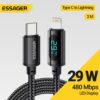 gvc.product.image_.1780841778075.40fa8471-1dc7-4d41-a718-9a51655e83b7.jpeg Câble USB-C vers Lightning 29W avec Écran LED – Charge Rapide PD – 2M