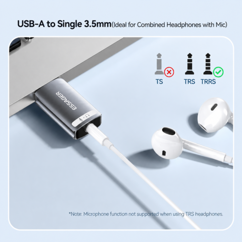Adaptateur Audio USB vers Jack 3.5mm avec Microphone et Casque – Carte Son Externe