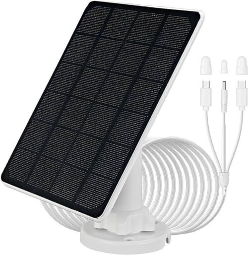 Panneau Solaire 5V 3W Étanche IP65 avec Support Réglable et Câble 3-en-1 USB / Type-C / DC