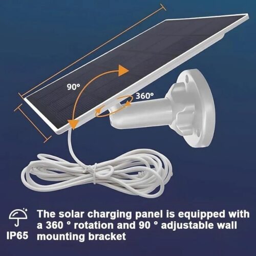 Panneau Solaire 5V 3W Étanche IP65 avec Support Réglable et Câble 3-en-1 USB / Type-C / DC