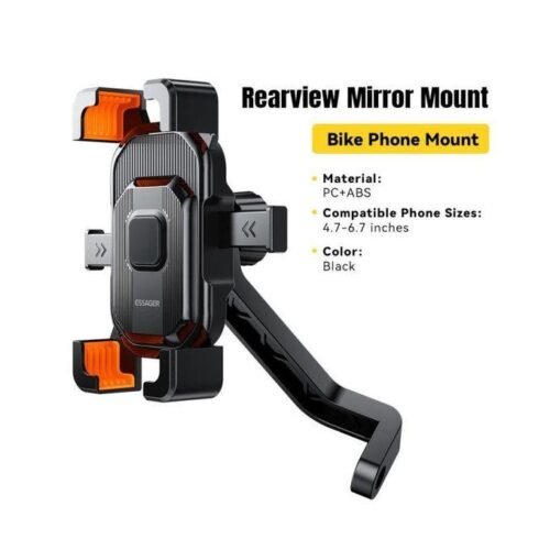 Support Téléphone Universel pour Moto et Scooter avec Fixation sur Rétroviseur Résistant aux Chocs.