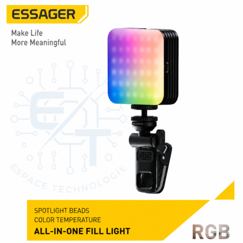 Mini Lampe LED RGB D12S Rechargeable pour Créateurs de Contenu et Visioconférences