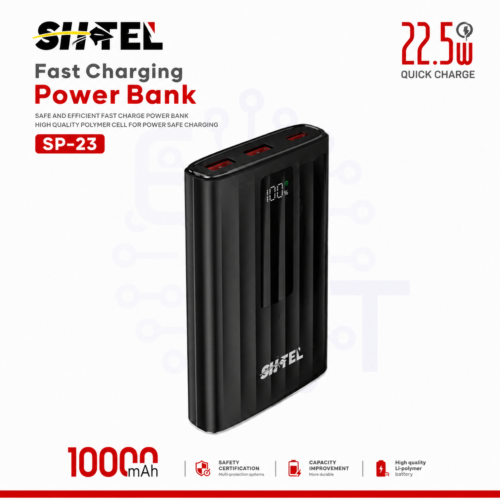 Power Bank Portable 10000mAh à Charge Rapide 22.5W avec Écran LED