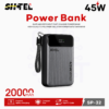 Power Bank 20000mAh 45W Charge Rapide avec Affichage LED et Câble Type-C Intégré
