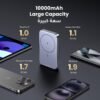 Power Bank Magnétique Sans Fil 10000mAh 20W avec Support Intégré - PB206