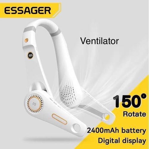 Ventilateur Tour de Cou Portable Rechargeable avec Écran Digital et 5 Vitesses