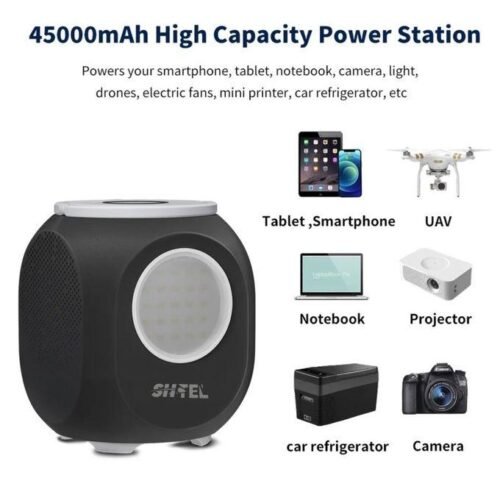 Power Bank Portable 45000mAh avec Sortie AC 220V, Charge Rapide PD 60W et Lampe LED