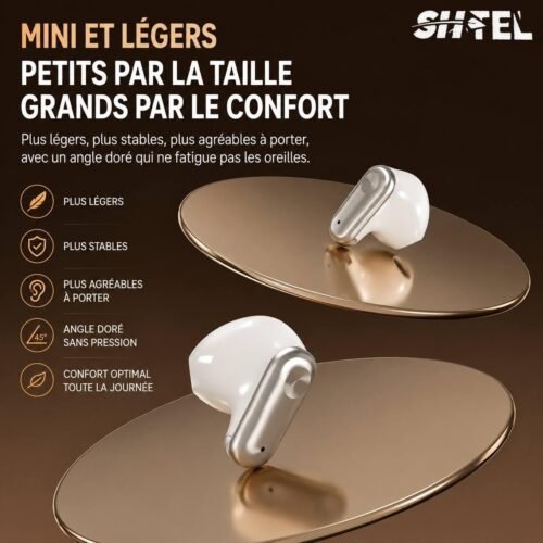 Écouteurs Sans Fil Bluetooth 6.0 – Son Immersif & Confort Toute la Journée - T-42 white