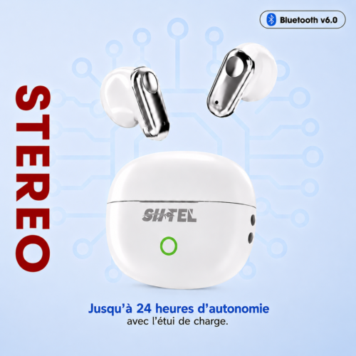 Écouteurs Sans Fil Bluetooth 6.0 – Son Immersif & Confort Toute la Journée - T-42 white