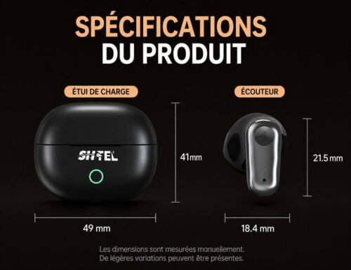 Écouteurs Sans Fil Bluetooth 6.0 avec Boîtier de Charge Compact - T-42 black