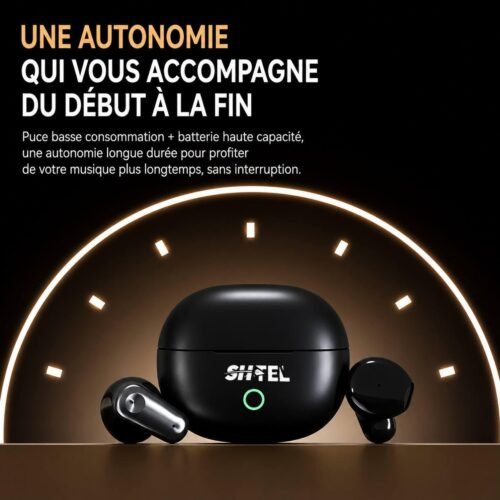 Écouteurs Sans Fil Bluetooth 6.0 avec Boîtier de Charge Compact - T-42 black