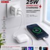 Chargeur Secteur 25W C-78 Charge Rapide USB-C + USB-A avec Câble Type-C