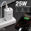 Chargeur Secteur 25W C-78 Charge Rapide USB-C + USB-A avec Câble Type-C