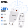 Chargeur Secteur 25W C-78 Charge Rapide USB-C + USB-A avec Câble Type-C