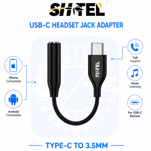 Adaptateur Audio USB-C vers Jack 3.5 mm - Noir