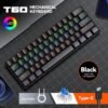 Clavier Mécanique Noir Compact 60% Rétroéclairé LED USB-C - Blue Switch