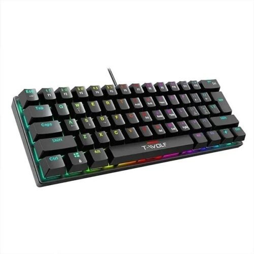 Clavier Mécanique Noir Compact 60% Rétroéclairé LED USB-C - Blue Switch