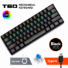 Clavier Mécanique Noir Compact 60% Rétroéclairé LED USB-C - Blue Switch